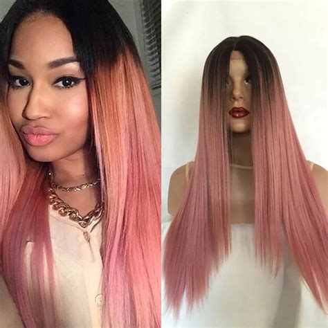 lace front wig pink ombre